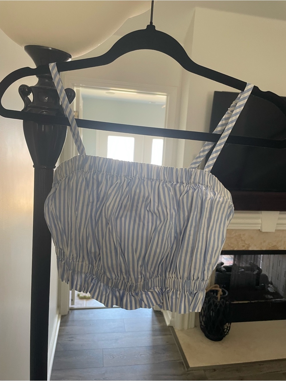 Forever 21 Blue & White Striped Cropped Tank Top